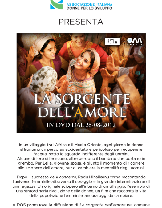 La sorgente dell’amore – AIDOS dà il suo sostegno allapromozione del film